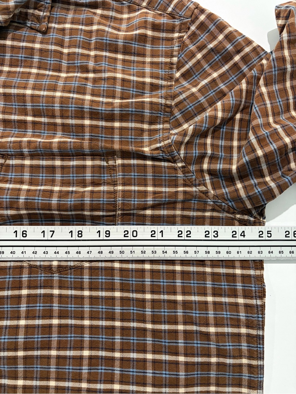 Brown Plaid 100% Cotton Flannel Long-sleeve Button Down Shirt (XL) - Picture 4 of 9